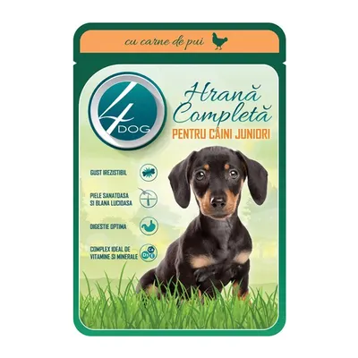 Hrana Umeda pentru Caini, 4 Dog, Junior, cu Pui, 100 g