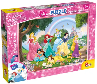 Puzzle cu două fețe Lisciani de colorat din 24 piese - Lumea curcubeului