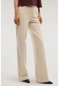 Pantaloni chino din amestec de in - Crem