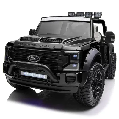 Masinuta electrica pentru 2 copii, Ford Super Duty F450, 300W, 24V 14A premium, neagra