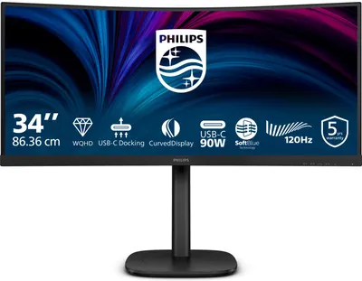 Monitor Philips - 34B2U3600C, 34'', VA, WLED, Anti-Glare, Curved, negru