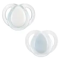 Set 2 suzete ortodontice silicon Tommee Tippee Night 0-6 luni White Blue