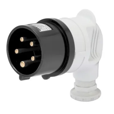 Stecher fisa industriala 90° - IP44 - 3P+E 32A 480-500V 50/60HZ - BLACK - 7H - Strangere cu surub