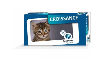 Supliment cu minerale si vitamine pentru pisici Pet Phos Felin Croissance, 96 tablete