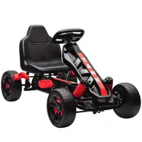 AIYAPLAY Kart cu pedale pentru copii 3-6 ani, max. 50 kg, cu suport pentru pahare și roți EVA antiderapante, roșu | Aosom Romania