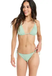 Costum de baie uni cu sutien triunghiular - Verde sparanghel