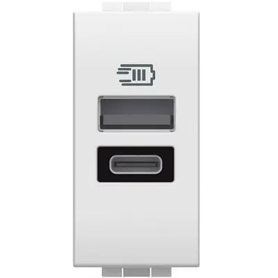 Incarcator USB 5 Vdc tip A+C, 15W, 110-230V 50-60 Hz Bticino Living Light N4191AC