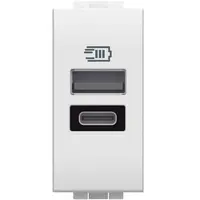 Incarcator USB 5 Vdc tip A+C, 15W, 110-230V 50-60 Hz Bticino Living Light N4191AC