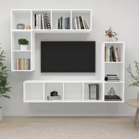 Gossi set dulap tv, 4 piese, alb, lemn prelucrat