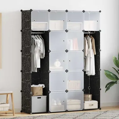 vidaXL Dulap modular 14 compartimente alb și negru 37 x 146 x 180,5 cm