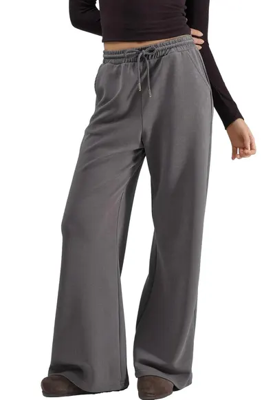 Pantaloni dama - Gri inchis - Textil