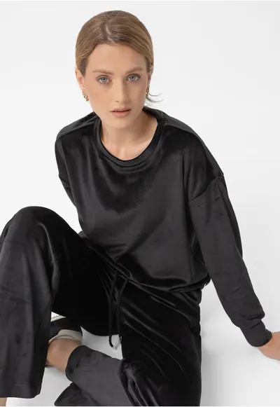 Bluza de trening din velur B-Carla - dama - lejer - negru - Negru