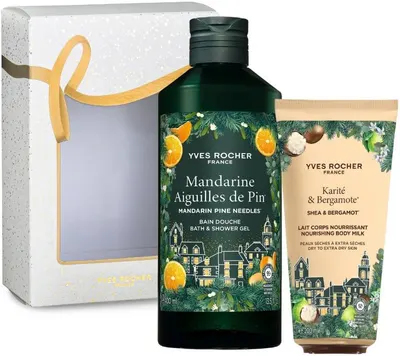 Yves Rocher Mandarine Aiguilles de Pin Set - Gel de duș și Lapte de corp, 400 + 200 ml