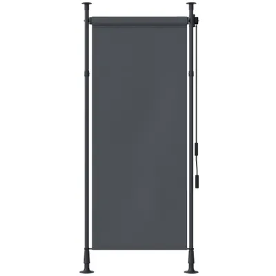 Outsunny Stor manual retractabil pe picior lungime reglabilă manivelă instalare fără găurire metal aluminiu poliester gri închis | Aosom Romania