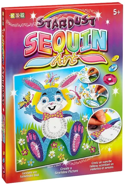 Set creativ KSG Crafts Sequin Art Stardust - Arta cu paiete si brocart, Iepure