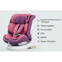 Scaun auto Buf Boof P100 UnicornPink, i-size R129, rotativ 360, isofix, 40-150 cm, 0-36 kg
