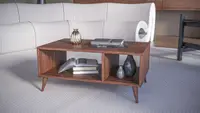 Măsuță de cafea, Nuc deschis – design modern cu spațiu de depozitare