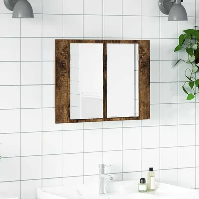 vidaXL Dulap cu oglindă & LED stejar fumuriu 60x12x45 cm lemn compozit