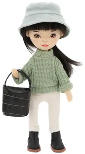 Păpușă moale Orange Toys Sweet Sisters - Lilu cu un pulover verde, 32 cm