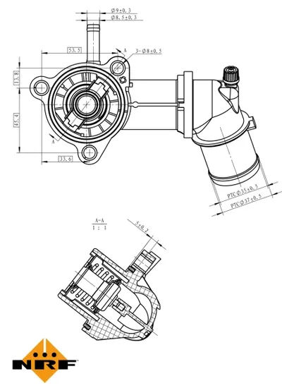 Termostat Sistem Racire (88 C, in Carcasa) Potrivit Alfa Romeo 159, Brera, Giulietta, Mito, Spider; Fiat Doblo, Doblo Cargo, Ducato, Freemont, Grande Punto, Idea, Linea 1.6d 1.9d 2.0d 06.06