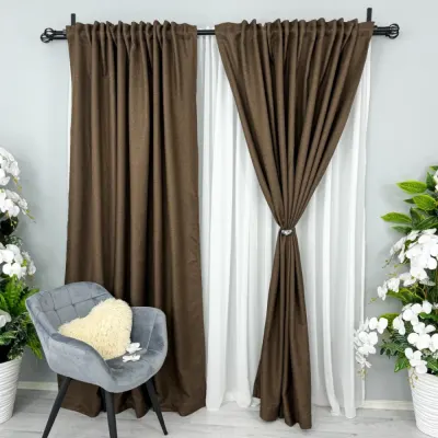 Draperie HoReCa TEXTURATA tip IN, 140cm latime x 260cm inaltime, cu TIV LAT, Maro