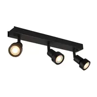 Corp iluminat TAVAN, PURI Wall Luminita GU10, negru cu trei capete, QPAR51, negru mat, max. 150 W, cu inel deco,