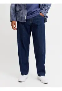 Plus Blugi CHRIS barbati big sizes - cu talie inalta si croiala Relaxed fit - Albastru indigo