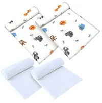 Set de scutece din bumbac pentru bebeluși Rainy - Barhet și țesătură, maimuță și prieteni, 4 bucăți