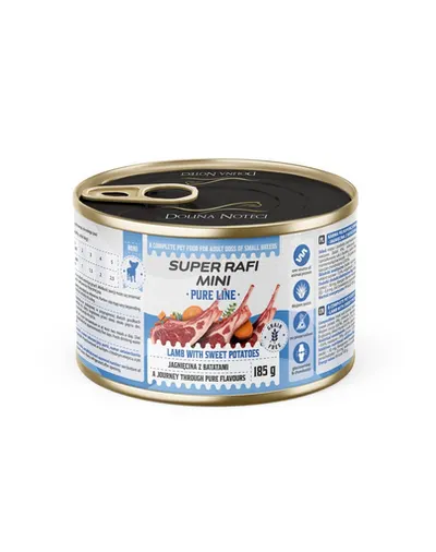 SUPER RAFI Mini Pure Line cu miel și cartof dulce 185 g hrană umedă pentru câini de talie mică