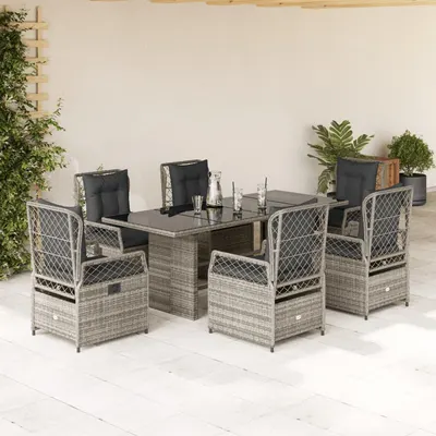 Gossi set mobilier de gradina cu perne, 7 piese, gri, poliratan