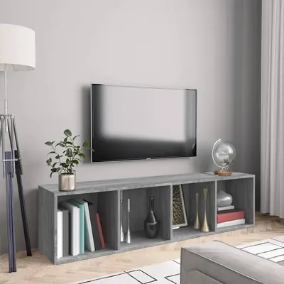 vidaXL Bibliotecă/dulap TV, gri sonoma, 143x30x36 cm, lemn prelucrat