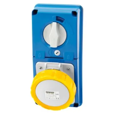 Priza industriala cu interblocaj verticala - WITHOUT BOTTOM - WITH FUSE-HOLDER BASE - 3P+E 16A 100-130V - 50/60HZ 4H - IP67