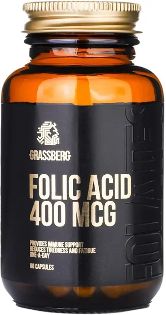 Folic Acid, 400 mcg, 60 capsule, Grassberg
