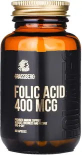 Folic Acid, 400 mcg, 60 capsule, Grassberg
