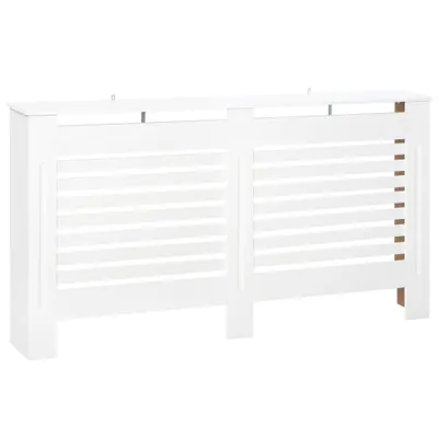 HOMCOM Mască de Calorifer cu Lamele și Raft din Lemn Alb 172x19x81 cm | Aosom Romania