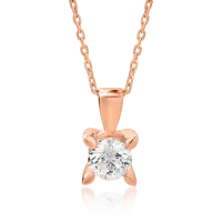 Lant cu pandantiv din aur roz cu diamant de 0.5ct