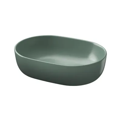 Lavoar pe blat oval, ceramica verde mat, 50x35.5 cm, Cersanit Moduo