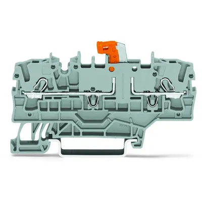 2-conductor disconnect/test terminal block; with additional jumper position; orange disconnect link; for DIN-rail 35 x 15 and 35 x 7.5; 2.5 mm²; Push-in CAGE CLAMP®; 2,50 mm²; orange