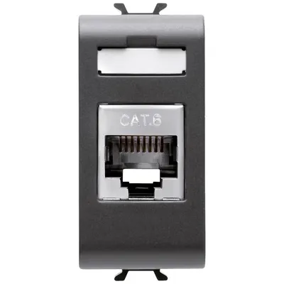 Priza RJ45 CAT6 FTP 1 modul Gewiss Chorus GW12424, negru satin