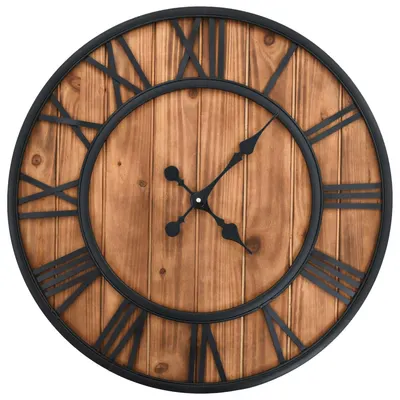 vidaXL Ceas de perete vintage, cu cuarț, lemn și metal, XXL, 60 cm