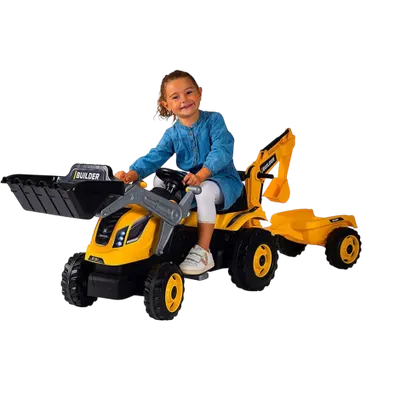 Tractor cu pedale si remorca Smoby Builder Max galben 7600710304