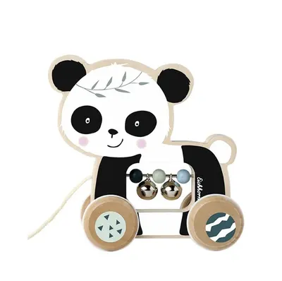 Jucarie bebelusi panda de tras din lemn cu clopotei Eichhorn