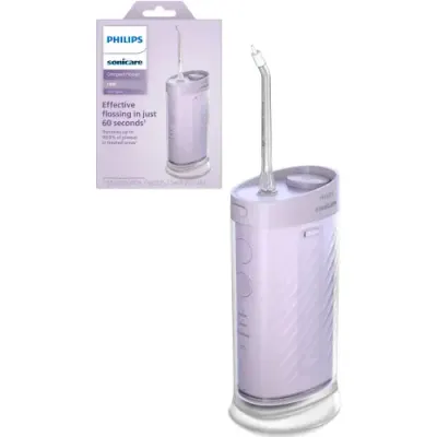 Irigator bucal tip dus bucal Philips Sonicare Seria 1000 HX3333/23, compact si portabil, rezervor pliabil de 200 ml, 3 moduri de curatare, contine 2 capete de curatare (1 capat Standard N1, 1 capat Confort N2 (Mov)