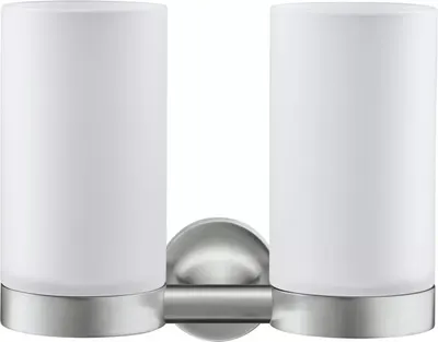 Pahar baie Duravit Starck T 0099487000, montare pe perete, dublu, sticla/metal, Otel satinat