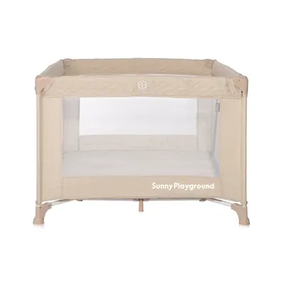 Tarc de joaca pentru copii Lorello Sunny Playground Fog Beige Star deschidere laterala cu fermoar, geanta de transport