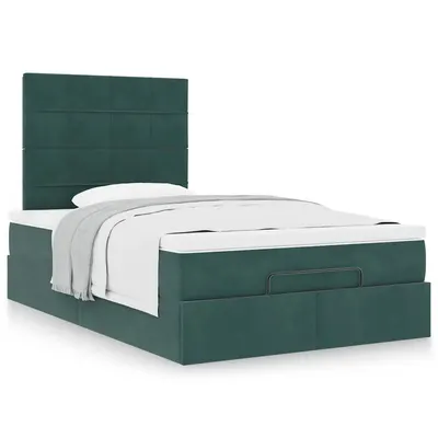 Gossi cadru de pat otoman cu saltele, catifea verde inchis 120x200cm