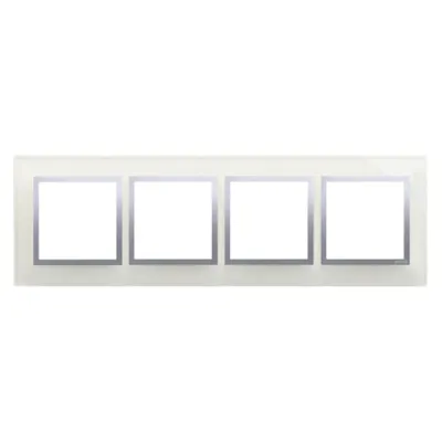 Rama cvadrupla de sticla IP20/IP44(a se folosi cu DUN4 pentru IP44), ceata argintie
