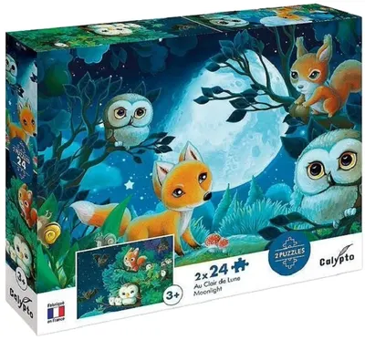 Set de puzzle-uri Sentosphere - Animalele din pădure, 2 bucăți, 24 piese