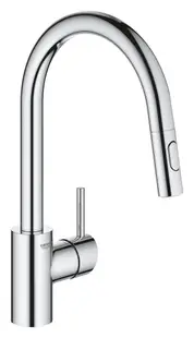 Baterie bucatarie Grohe Concetto 31483002, 3/8, monocomanda, tip C, pipa inalta, pivotanta, dus extractabil, 2 pulverizari, Crom