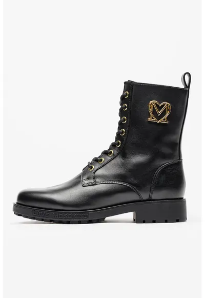 Ghete de piele cu fermoar lateral - Negru